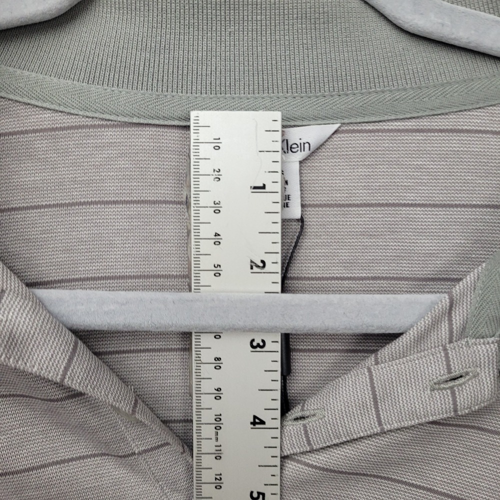 Calvin Klein Polo Shirt L‎ Gray Stripe Classic Fit Short Sleeve Casual Menswear - Picture 9 of 10